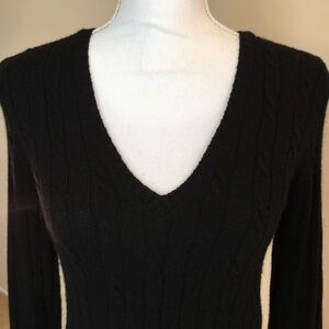 J. Crew Cable Knit Cashmere Blend V-Neck Sweater